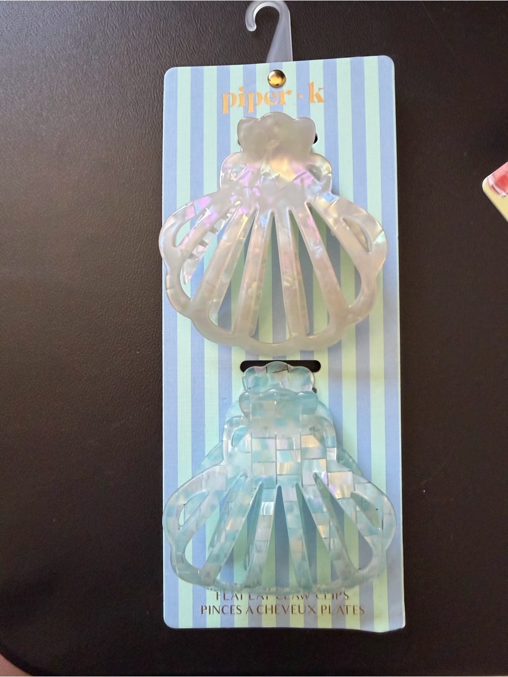 piper k Flat Lay Claw Clips Iridescent Shell Hair Clips Set